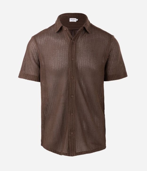 Camisa Regular con Textura y Efecto Ganchillo