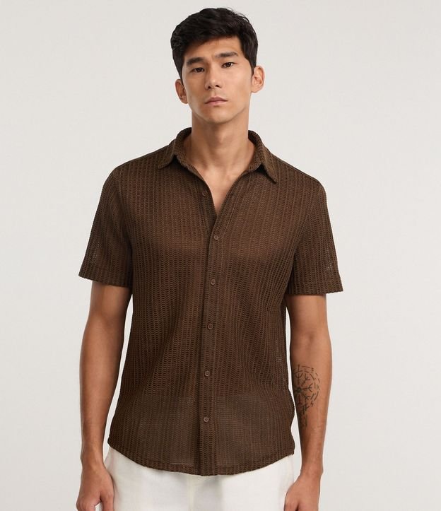 Camisa Regular con Textura y Efecto Ganchillo 3