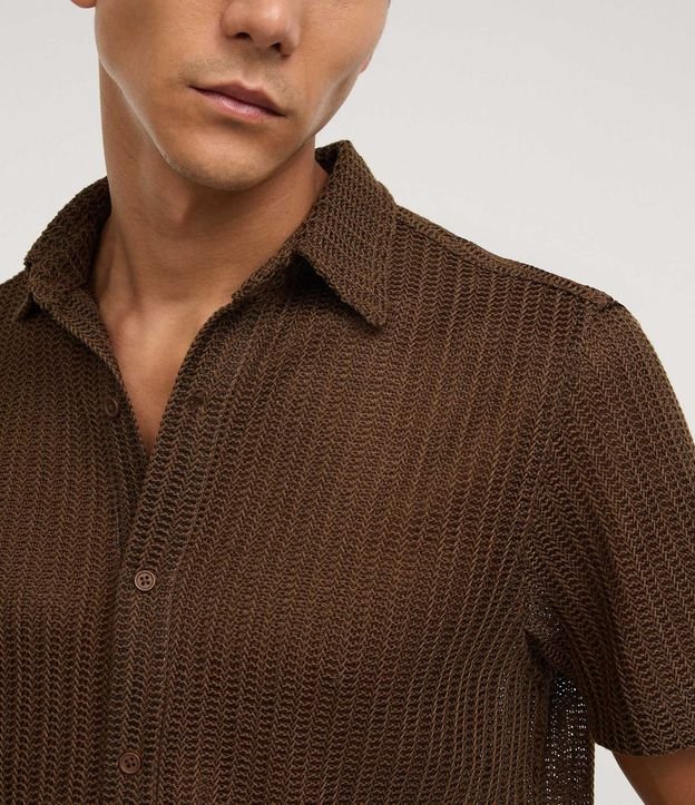 Camisa Regular con Textura y Efecto Ganchillo 6