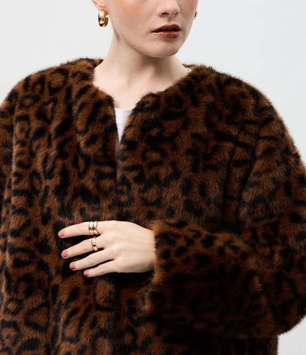 Saco de Pelo con Estampado Animal Print 3