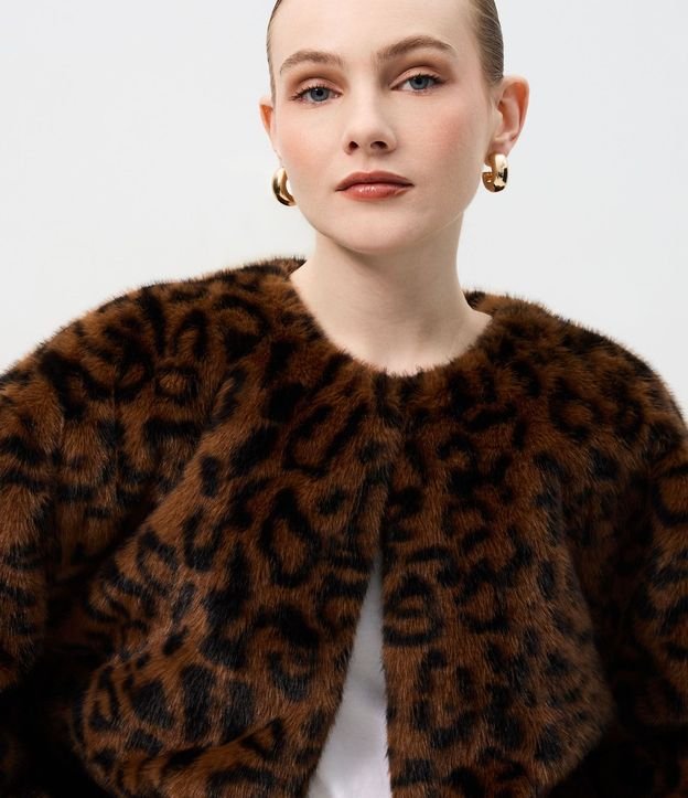 Saco de Pelo con Estampado Animal Print 4