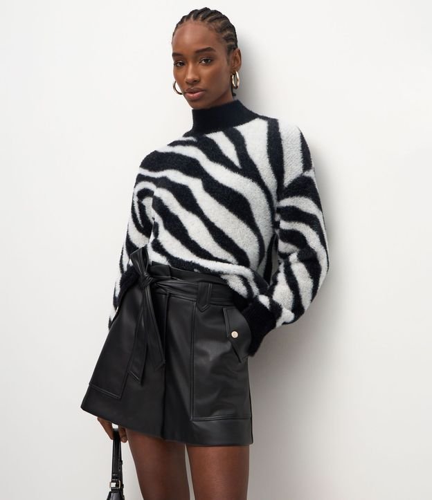 Short en PU con Cintura Elástica y Lazo 2