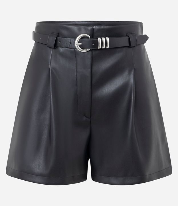 Short Corto en PU con Cinturón y Hebilla Metálica 5