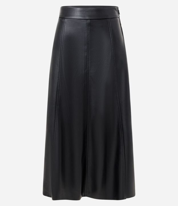 Pollera Midi en PU con Recortes Delanteros