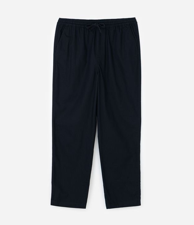 Pantalón Sarga Lisa con Cintura Elástica y Lazo Modelo Relaxed 5