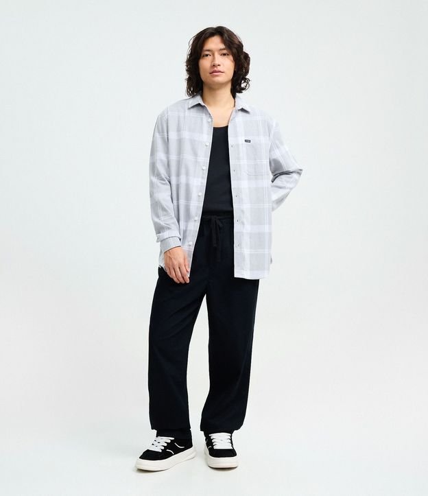 Pantalón Sarga Lisa con Cintura Elástica y Lazo Modelo Relaxed