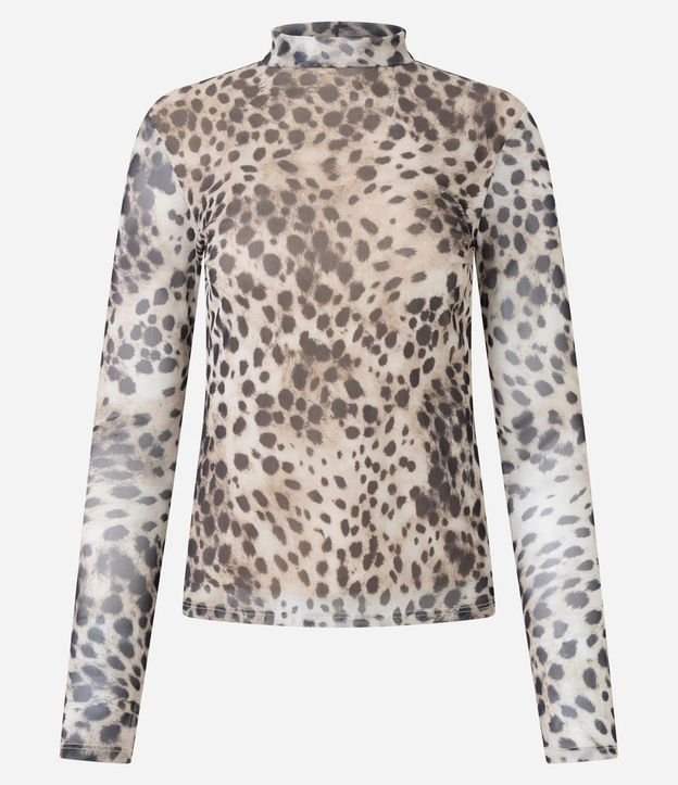 Blusa Manga Larga en Tule con Estampado Animal Print 6