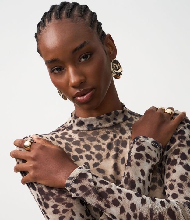 Blusa Manga Larga en Tule con Estampado Animal Print 4
