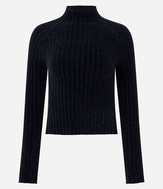 Blusa Cropped en Punto con Cuello Alto 5