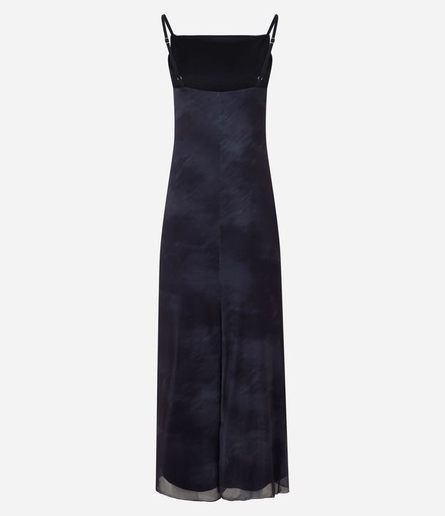 Vestido Midi en Tule con Estampa Manchada Flor y Fruncido 6