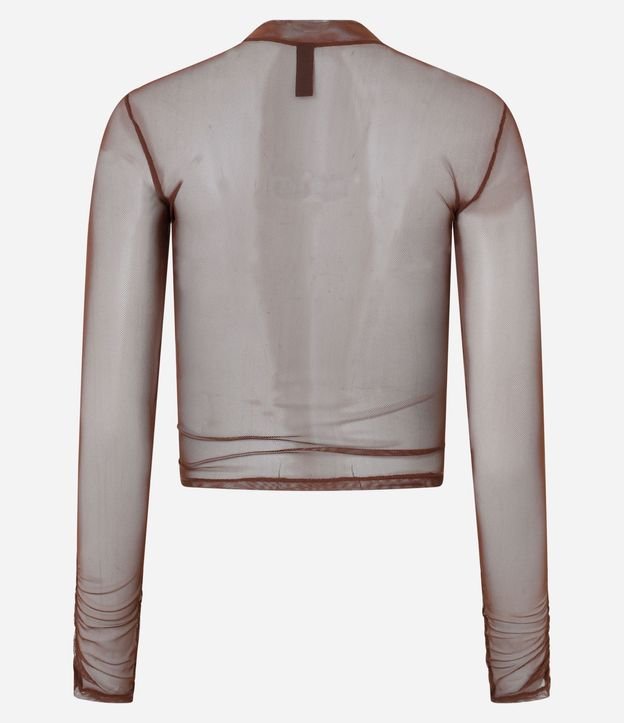 Blusa en Tule con Cuello Alto y Fruncidos 6