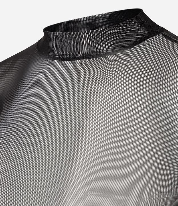 Blusa en Tule con Cuello Alto y Fruncidos 5