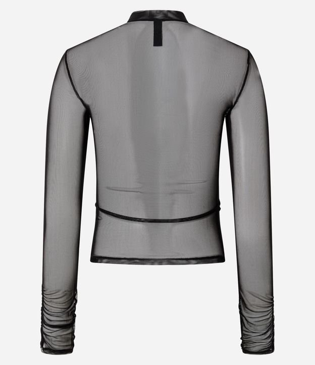 Blusa en Tule con Cuello Alto y Fruncidos 6