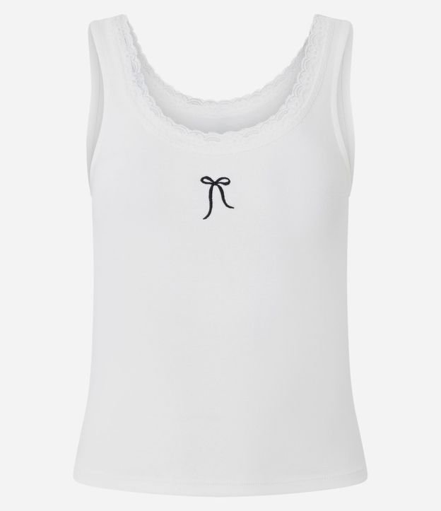 Blusa Musculosa en Rib con Moña Bordado y Encaje 4