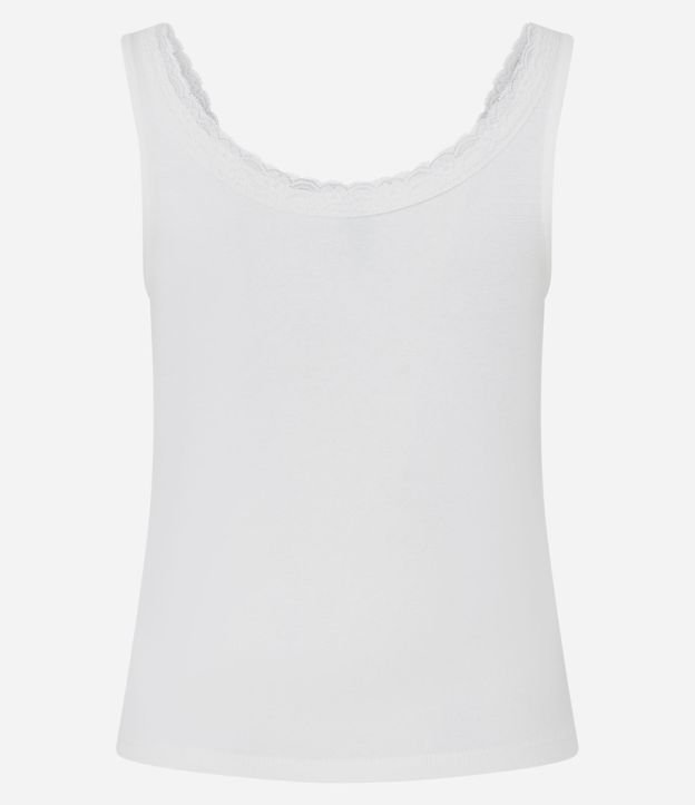 Blusa Musculosa en Rib con Moña Bordado y Encaje 6
