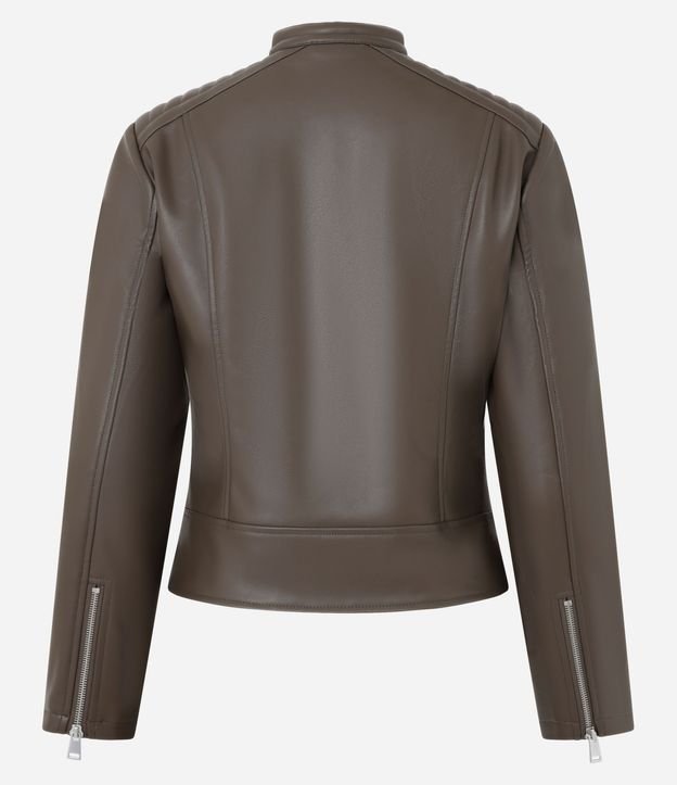 Campera Biker en PU con Capitoneada en el Hombro y Fechamentos en Cremallera 6