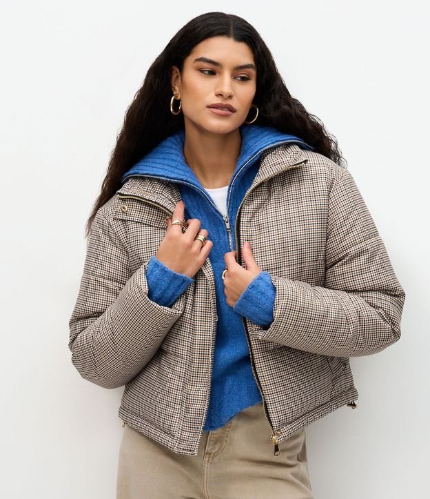 Campera con Estampa Mini de Cuadros y Regulador en los Puños