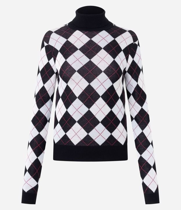 Blusa Punto Argyle de Cuadros con Cuello Alto 6