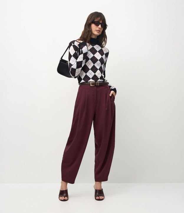 Blusa Punto Argyle de Cuadros con Cuello Alto 2
