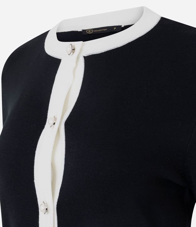Cardigan Corto en Punto con Botones Perlados 6
