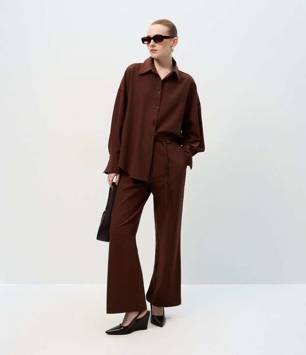 Pantalón Sastre Wide en Crepé con Cintura Elástica