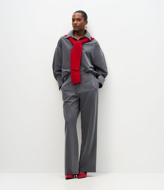 Pantalón Sastre Wide en Crepé con Cintura Elástica