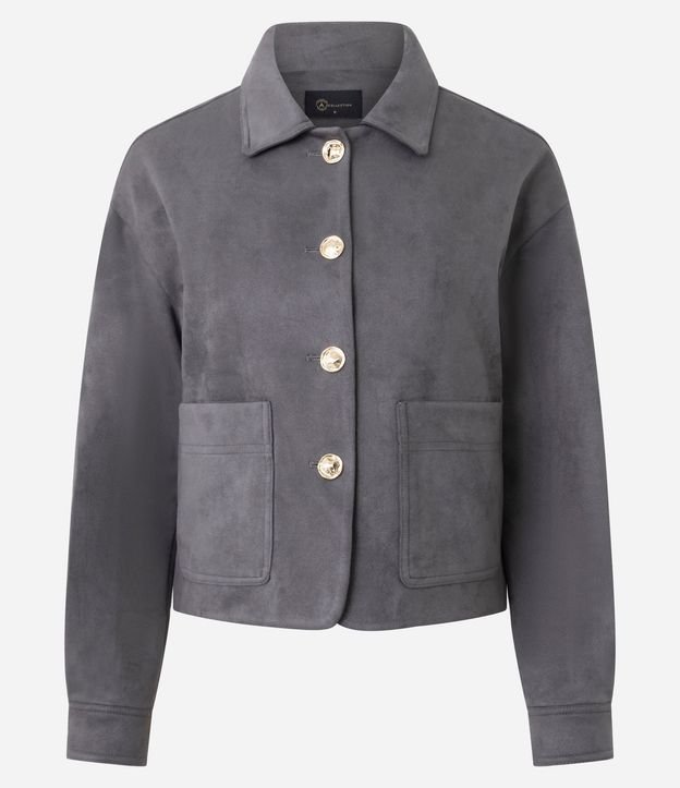 Campera Estructurada en Gamuza con Bolsillos Delanteros 6