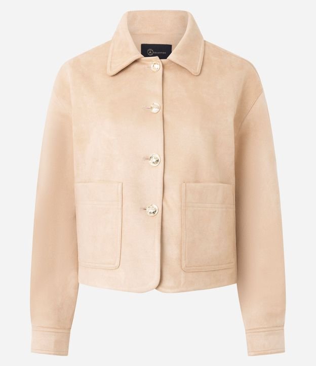 Campera Estructurada en Gamuza con Bolsillos Delanteros 5