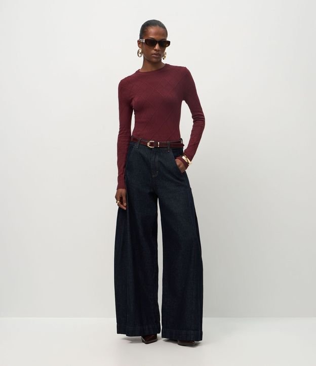 Blusa Regular en Punto Texturizado con Manga Larga 2