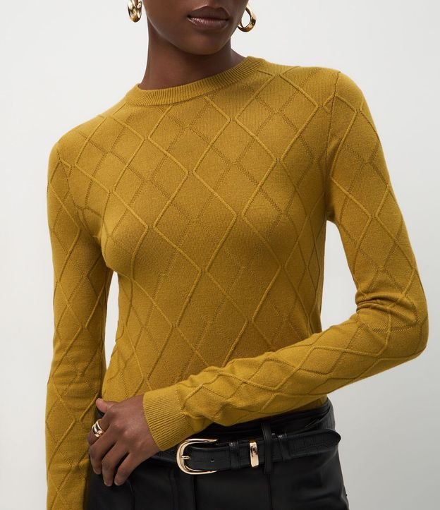 Blusa Regular en Punto Texturizado con Manga Larga 4