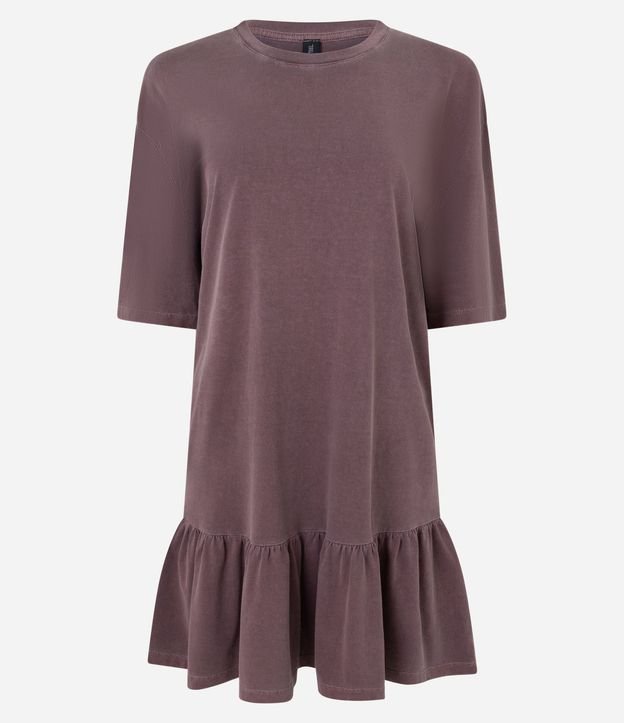Vestido T-shirt en Algodón con Volado en el Bajo 7