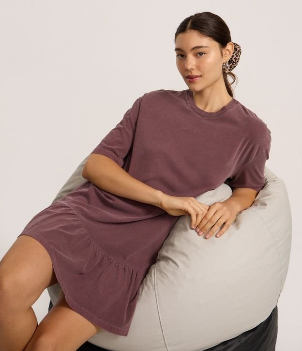 Vestido T-shirt en Algodón con Volado en el Bajo 1