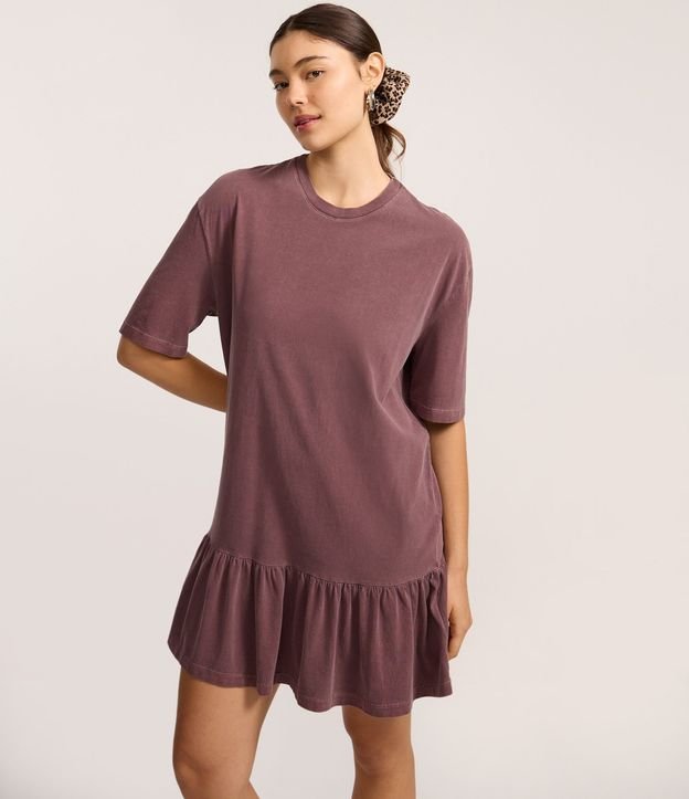 Vestido T-shirt en Algodón con Volado en el Bajo 5