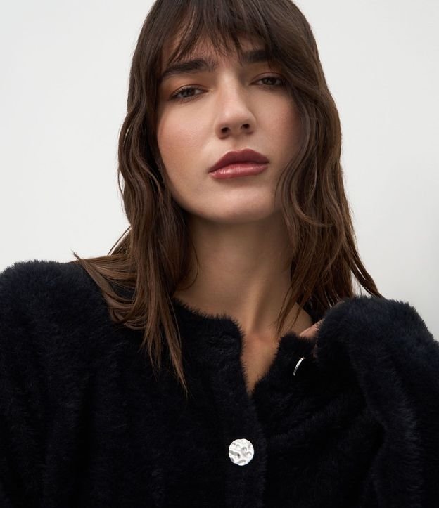Cardigan Regular en Tricot con Textura Peluche 3