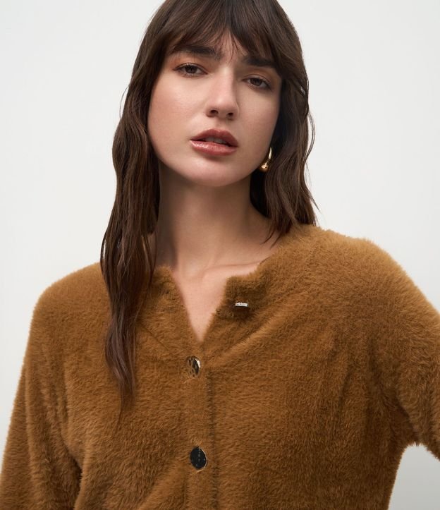 Cardigan Regular en Tricot con Textura Peluche 3