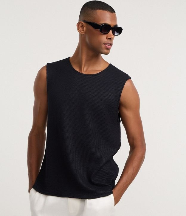 Musculosa Regular en Algodón con Textura Punto