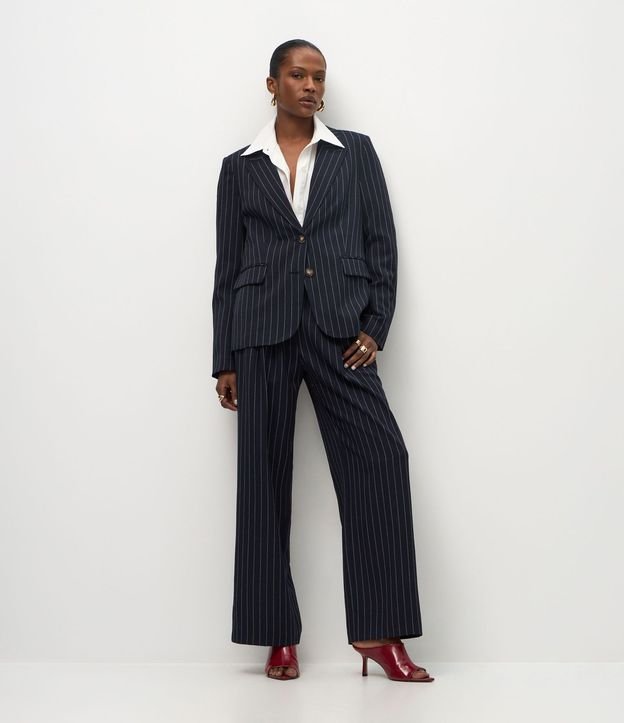 Pantalón Wide Leg de Sastrería con Estampa Rayas Finas 1