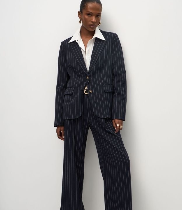 Pantalón Wide Leg de Sastrería con Estampa Rayas Finas 2