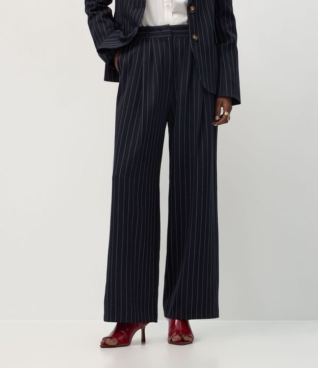 Pantalón Wide Leg de Sastrería con Estampa Rayas Finas 3