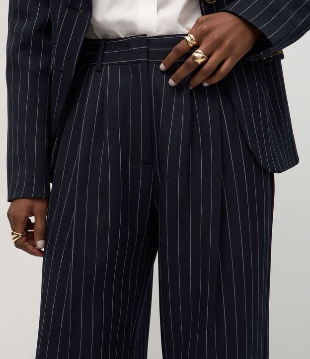 Pantalón Wide Leg de Sastrería con Estampa Rayas Finas 4