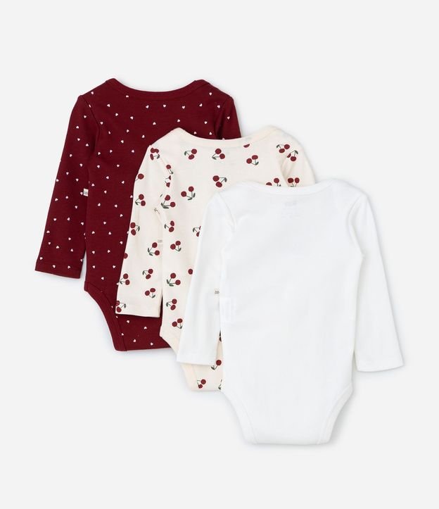 Kit 03 Bodies Bebê Manga larga Estampado cerezas – Talle RN a 18 Meses 2