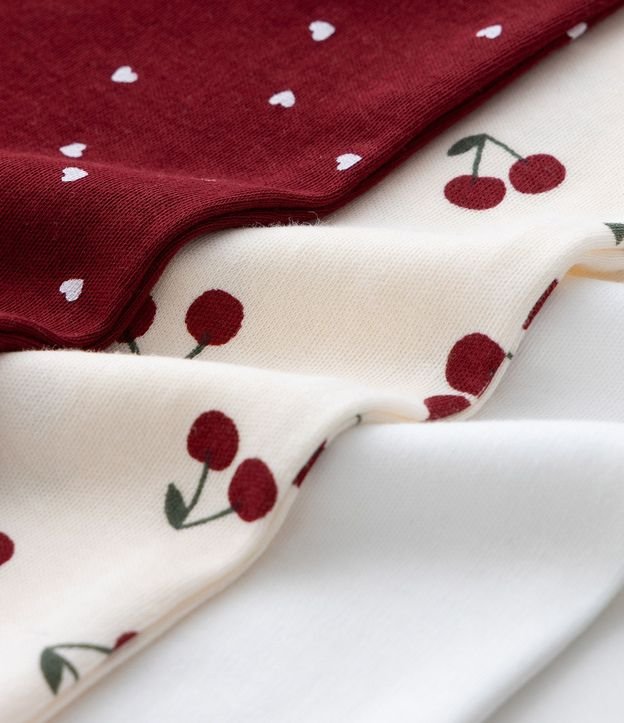 Kit 03 Bodies Bebê Manga larga Estampado cerezas – Talle RN a 18 Meses 3