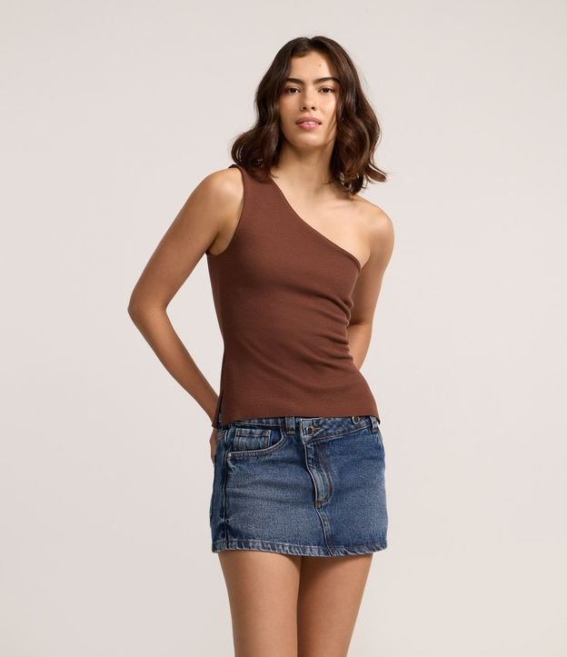 Mini pollera en Jeans con Cintura Traspasada y Bolsillos 2