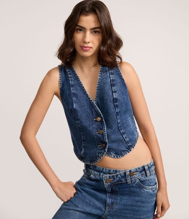 Chaleco en Jeans con Lazo y Ruedo Redondeado 3