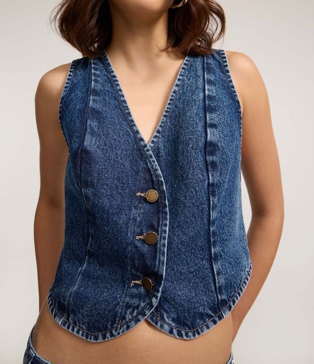 Chaleco en Jeans con Lazo y Ruedo Redondeado 4