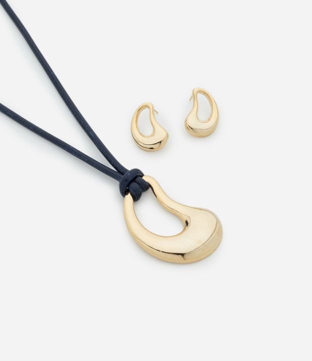 Conjunto de Collar Cordón con Colgante y Caravana Orgánico Dorada 1