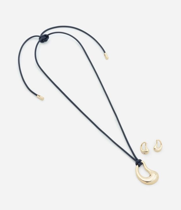 Conjunto de Collar Cordón con Colgante y Caravana Orgánico Dorada 2