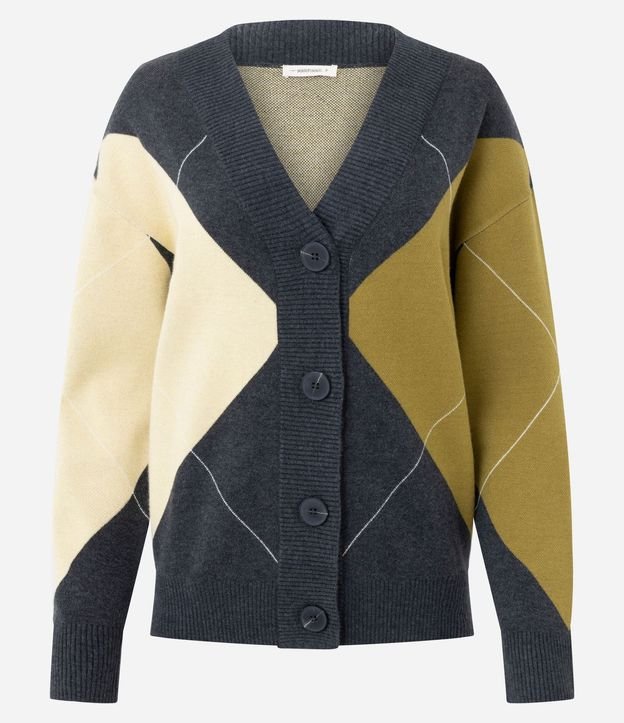 Cardigan en Punto con Estampado de Cuadros 6