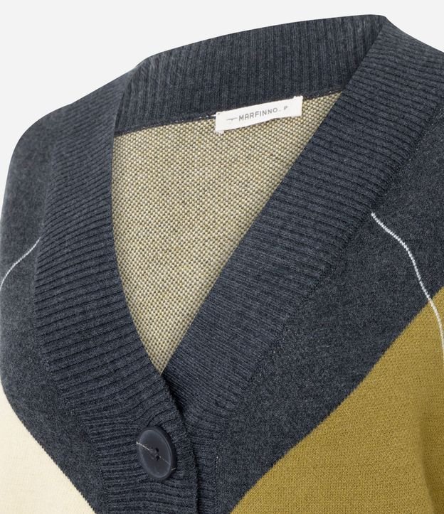 Cardigan en Punto con Estampado de Cuadros 7