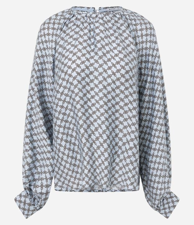 Blusa em Viscose com Franzido no Decote e Estampa Geométrica 6